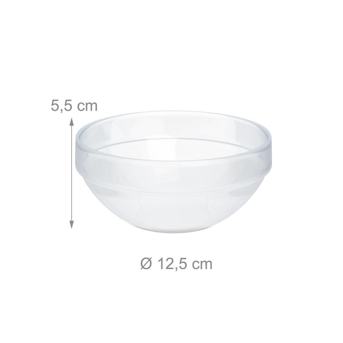 6XDESSERTSCHALEN - Transparent, Glas (12.5cm) - Relaxdays