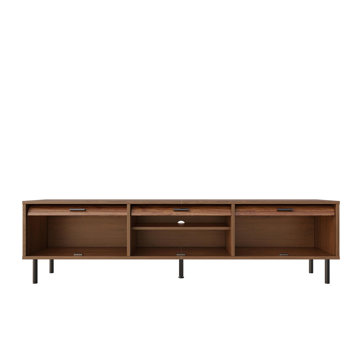 TV-SCHRANK 180/40/55 cm Walnussholzfarbe mit 3 aufschiebbare Türen - Nussbaumfarben/Schwarz, Holz/Holzwerkstoff (180/55/40cm) - Oxeza