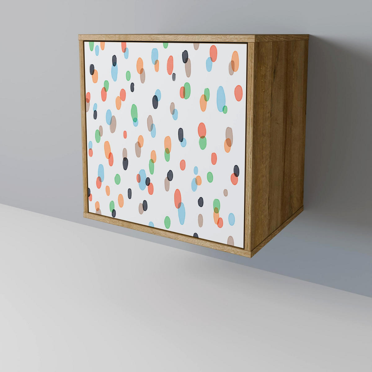 SIDEBOARD ENERGETIC SPOTS, Eichefarben, 57,5x42x75,5 cm, Goldfarbene Metallfüße - Eichefarben/Goldfarben, Holzwerkstoff/Metall (57.5/75.5/42cm) - SpaceRebels