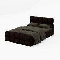 BOXBETT Vanessa 180/200 cm, in Braun, Velours-Stoff, Bettkasten, Matratze, Topper - Braun, Textil (180/200cm) - Barchello