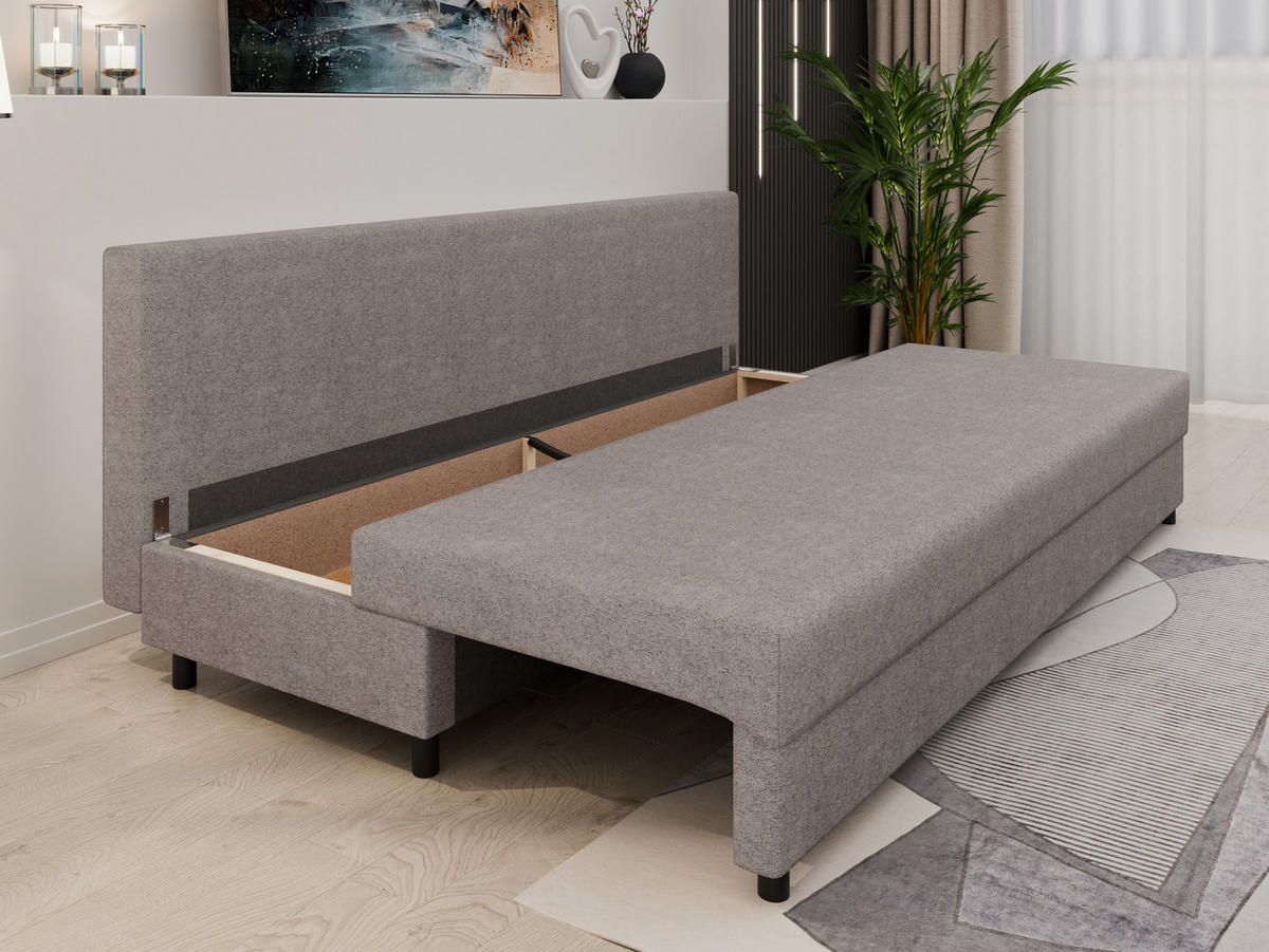 SCHLAFSOFA Facile mit Bettkasten – Moderne 2-in-1 Couch mit Stauraum, grau - Grau, Holz (194/48/71cm) - Panda Möbel