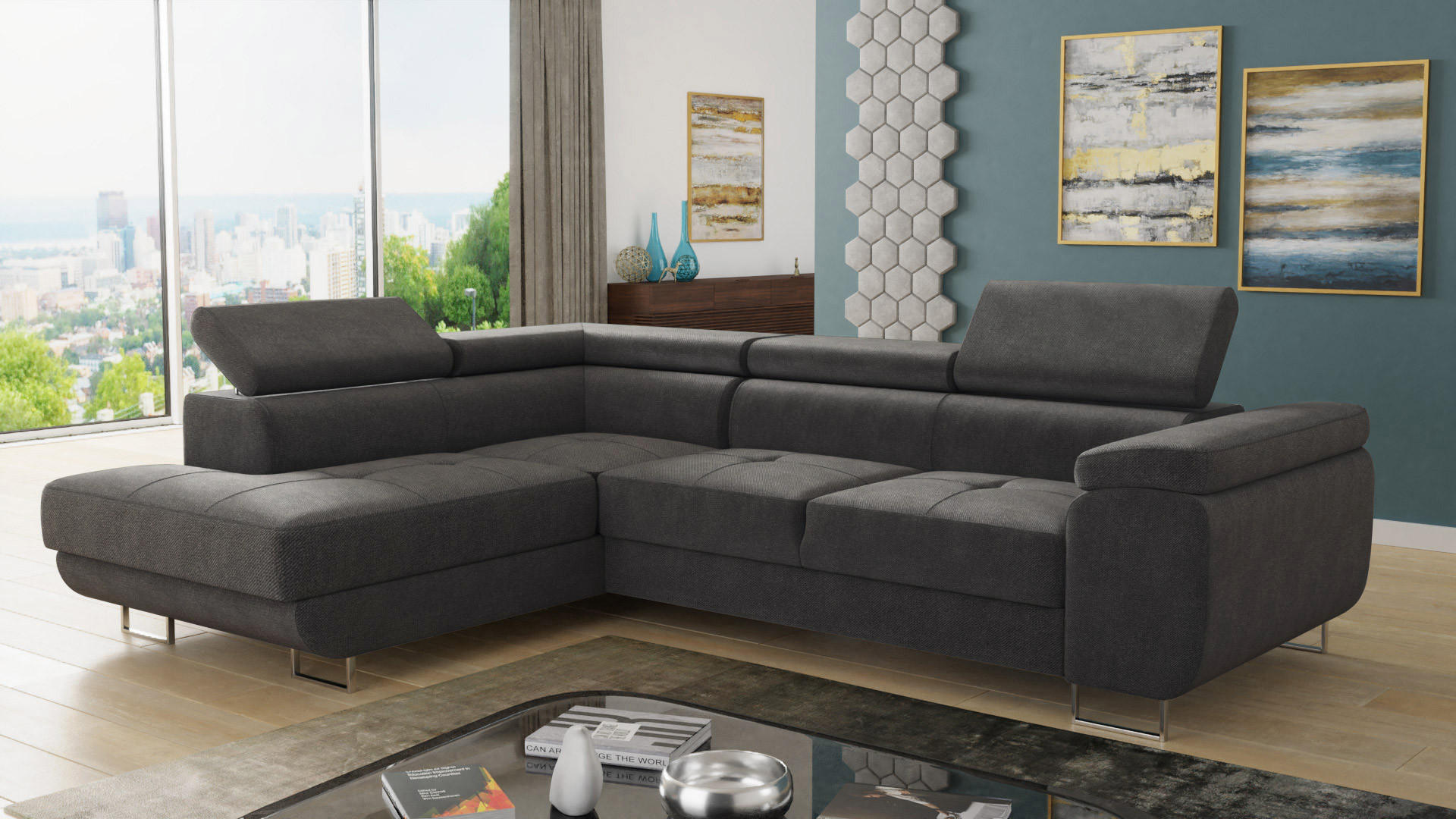 ECKSOFA Caris, Seite: Links - Grau, Holz/Textil (273/203cm) - Sofnet