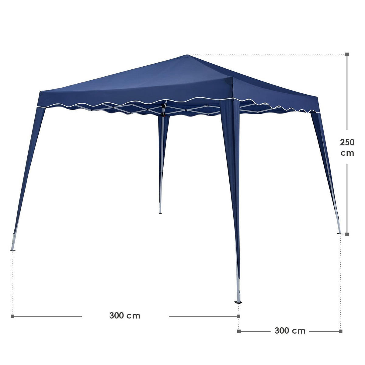 FALTPAVILLON Vivara blau 3x3 m mit Tragetasche - Blau, Metall (300/250/300cm) - Juskys