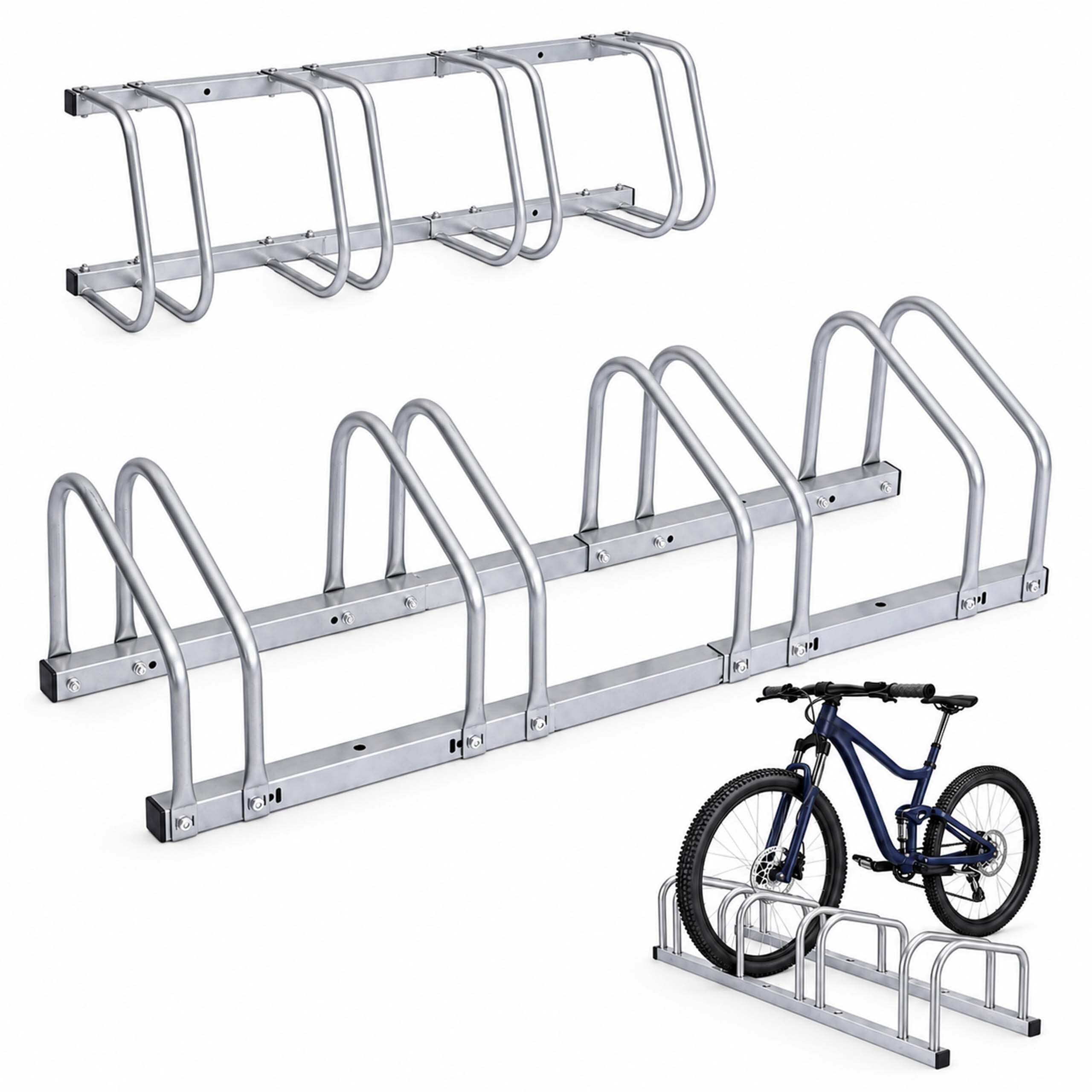 Relaxdays Fahrradständer Silber 102.5x26x31.5 cm