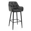 BARHOCKER SIENA gepolstert mit Steppung - grau - Samt Velours - Schwarz/Grau, Metall (53/107/52cm) - NEW HOME