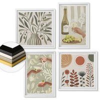 WANDBILDER 4er-Set - 50x50 cm & 40x60 cm Weißer Rahmen - Rustikale Cocktails mit Olivenblüten - Weiß, Kunststoff (50/50cm) - ArtPrintCave