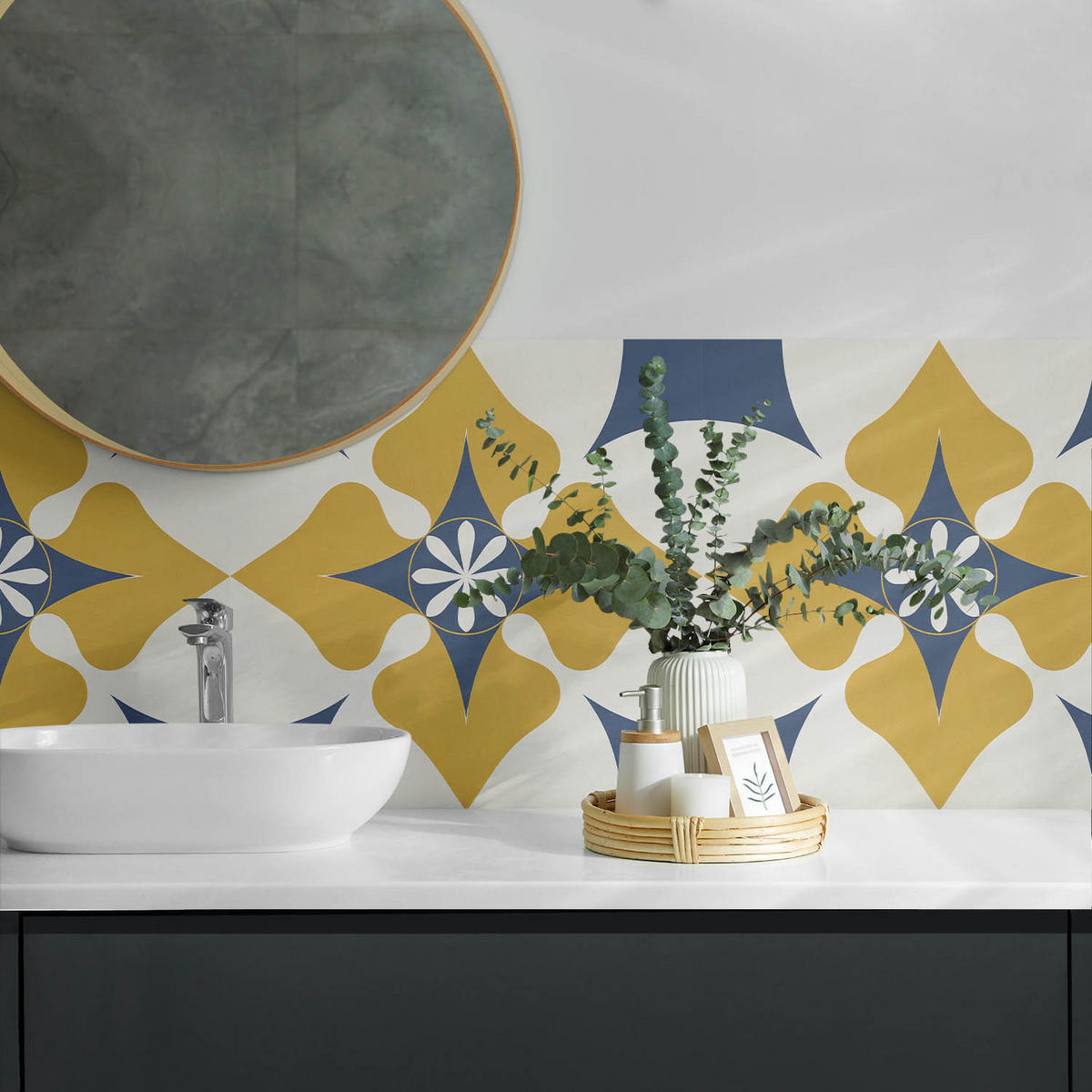 WANDPANEEL 100x50 cm selbstklebend Solvian - Currygelb, Kunststoff (50/1.6/100cm) - Wallfluent