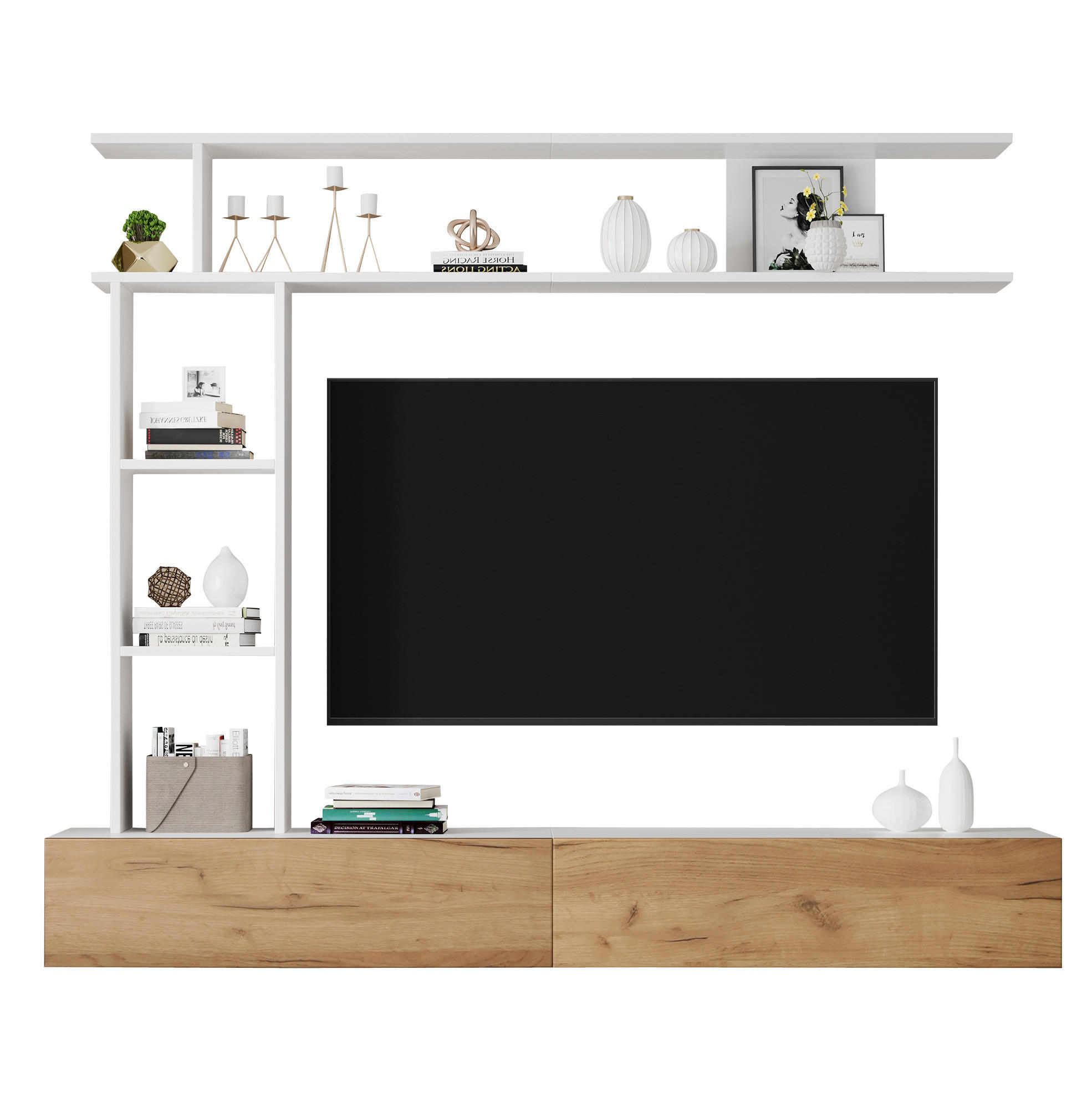 Beauniv Tv-Wohnwand Weiß 35x150x180 cm