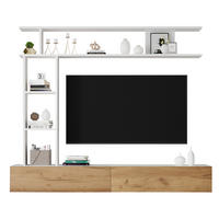 TV-WOHNWAND 3-tlg. 180 cm White+Oak mit TV-Board und Regalen - Weiß, Holzwerkstoff (35/150/180cm) - Beauniv