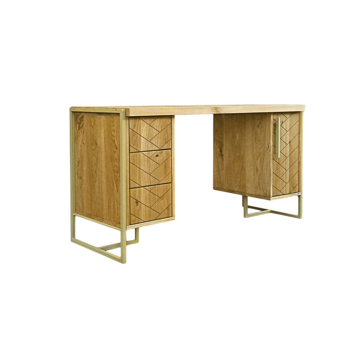 SCHREIBTISCH hoher Qualität aus Massivholz und Stahl fürs Büro CARIN II - Eichefarben, Holz (60/140/75cm) - Rawood Furniture