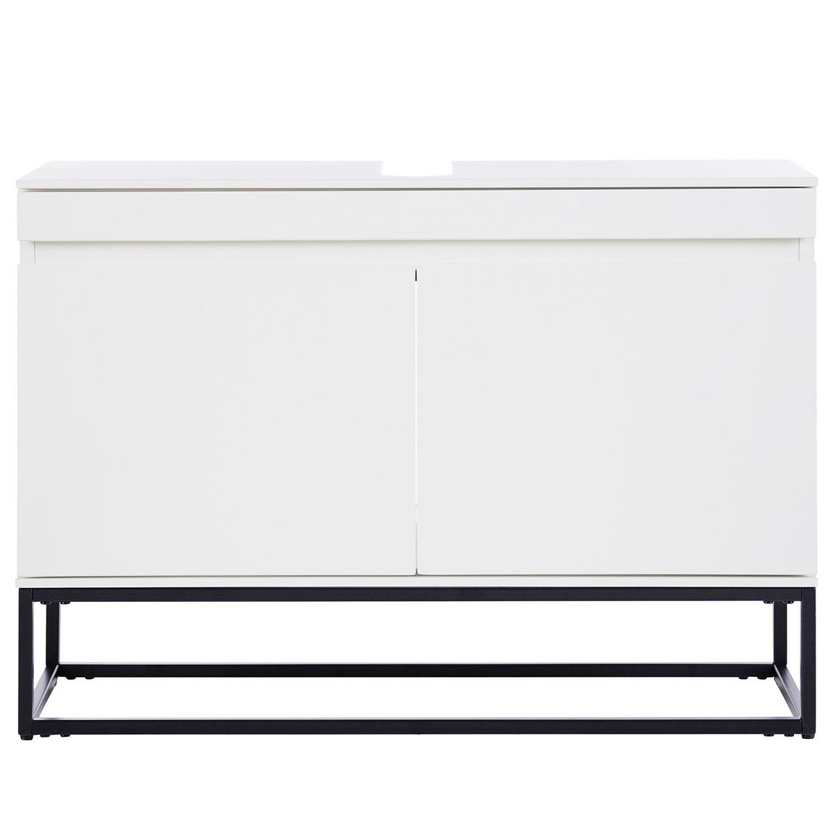 WASCHBECKENUNTERSCHRANK - Schwarz/Weiß, Holzwerkstoff/Metall (80/57/30cm) - home24
