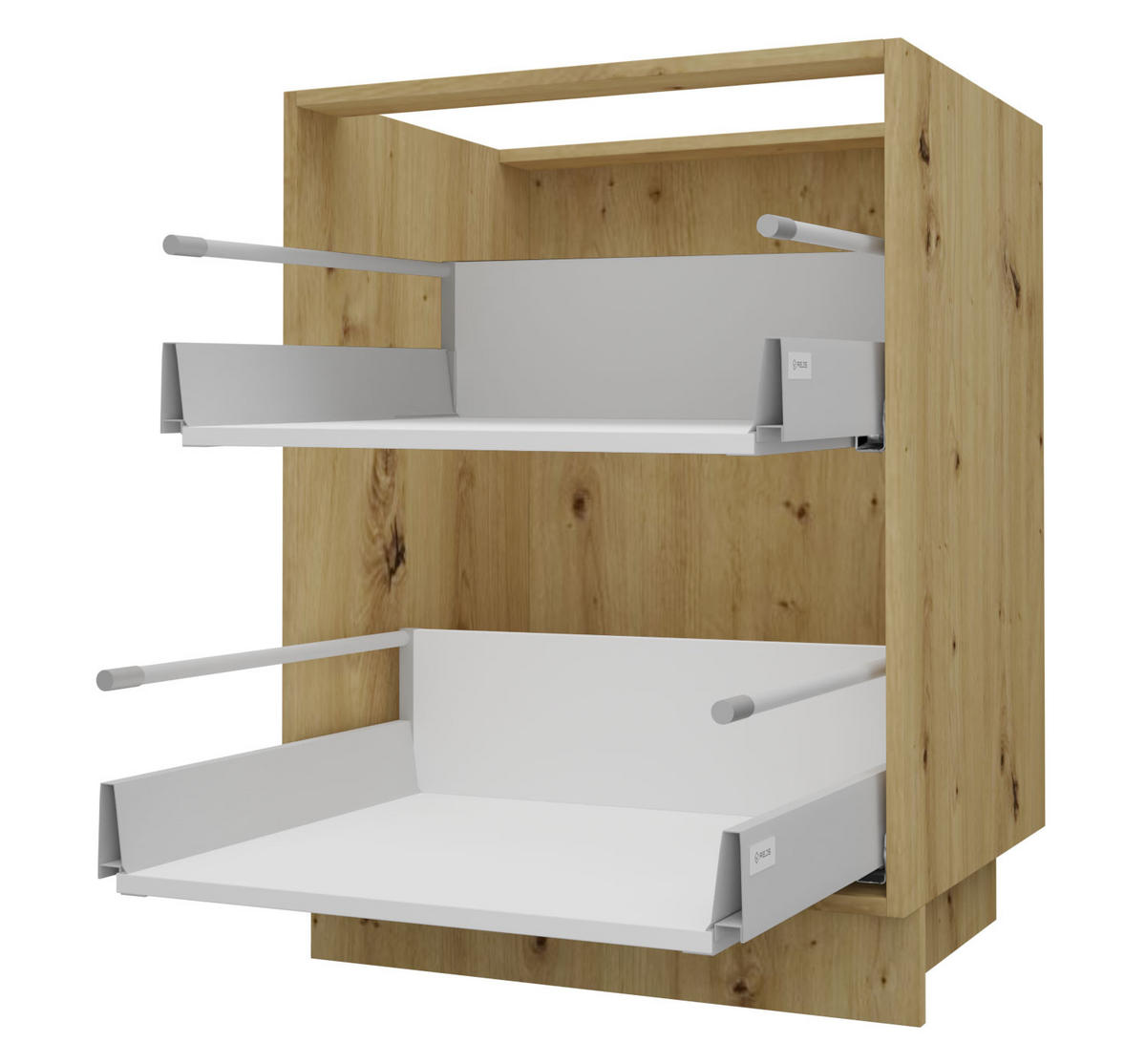 SCHUBLADENUNTERSCHRANK Brerra D2R/80 Korpus eiche artisan / Front RAL 1019 graubeige Matt 80 / 50 / 82 cm Schubladensystem REJS Comfort Box - Graubraun/Eiche Artisan, Holz/Holzwerkstoff (80/82/50cm) - Feldmann-Wohnen