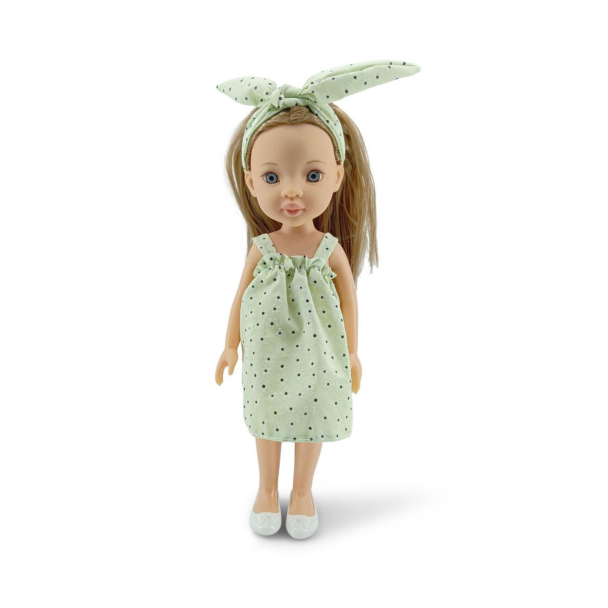 KINDERPUPPE Pretty Doll grün 33 cm, Kleidung, Haare, Schuhe, beweglich, Rollenspiel, ab 3 Jahren - Grün, Kunststoff (11/7/33cm) - Moni