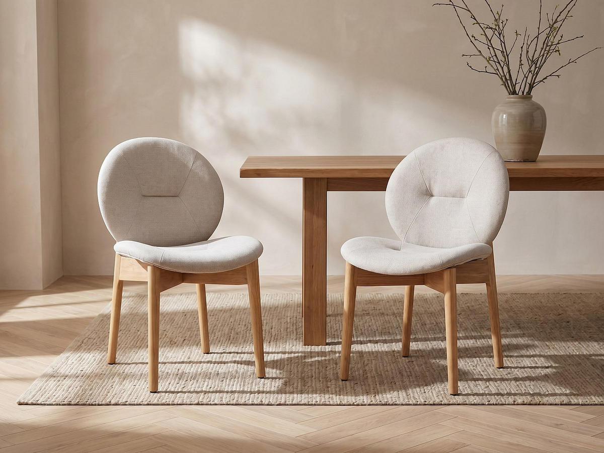 STUHL - 50.5 cm x 59.5 cm - Stoff - Beige - ISADIO - Beige, Textil (50.5/83/59.5cm) - Vente-Unique