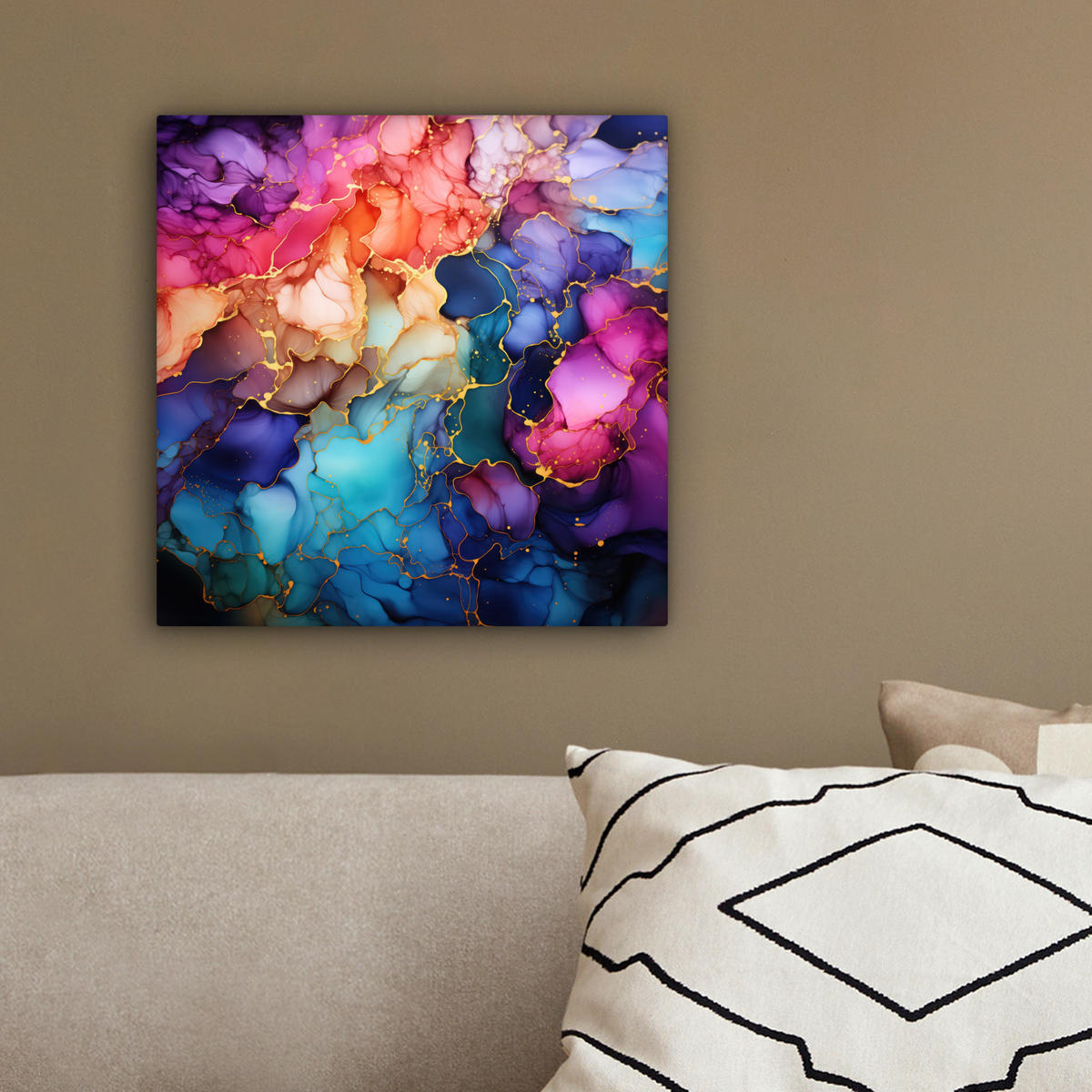 LEINWANDBILD Marmor - Bunt - Abstrakt 20x20 cm - Multicolor, Textil (20/20cm) - MuchoWow