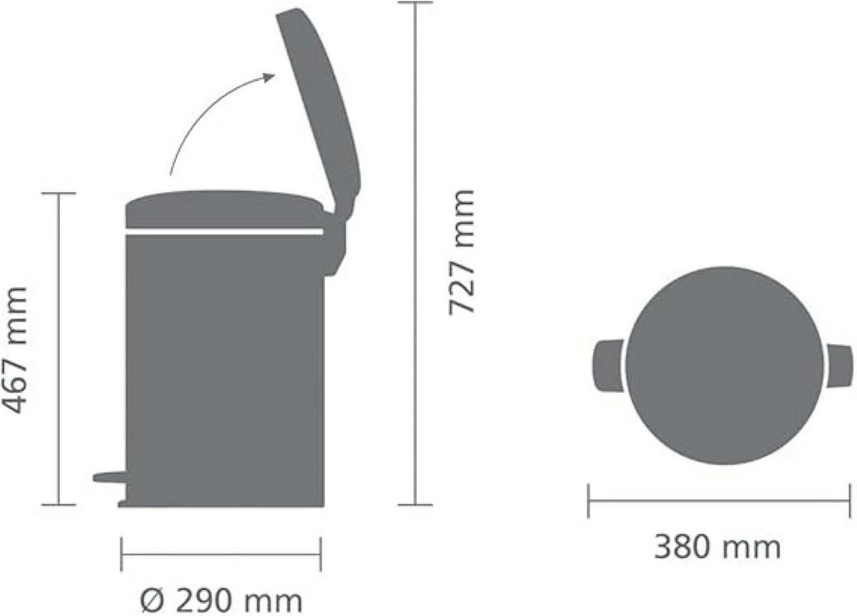 MÜLLEIMER klassisch Mit Soft Verschluss 20 Liter 46,7 x 29 x 38 cm Metall Platin - Grau, Metall (29/46.7/38cm) - PROREGAL