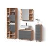 BADMÖBEL-SET Eisak Eiche 4 Teile, mit Hochschrank - Eichefarben/Anthrazit, Holzwerkstoff (80/60/33cm) - Livinity®