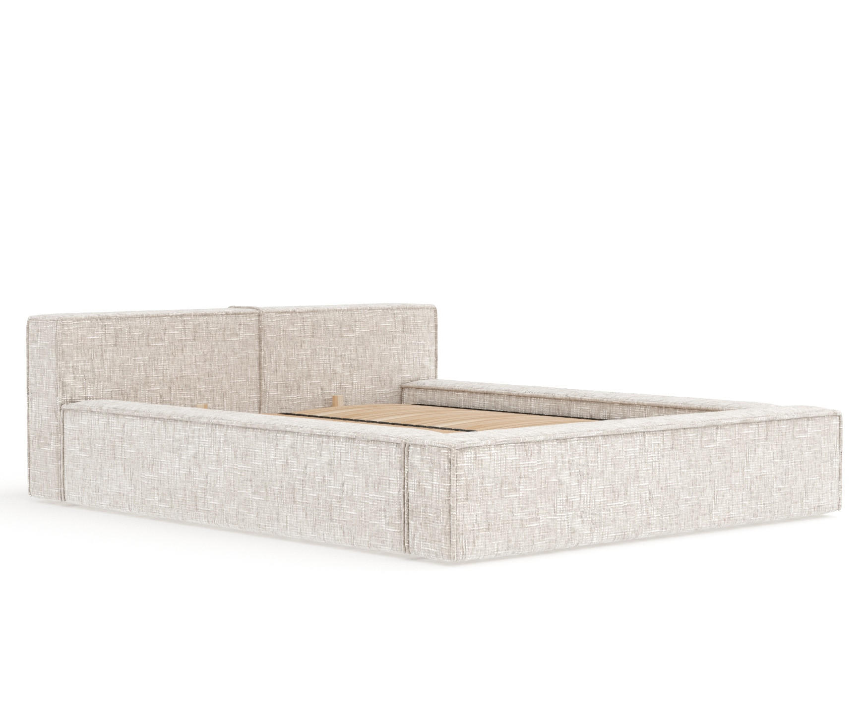 POLSTERBETT Voliera Creme 200/200 cm im Webstoff - Birkefarben/Creme, Holz/Holzwerkstoff (200/200cm) - Maison de Reve