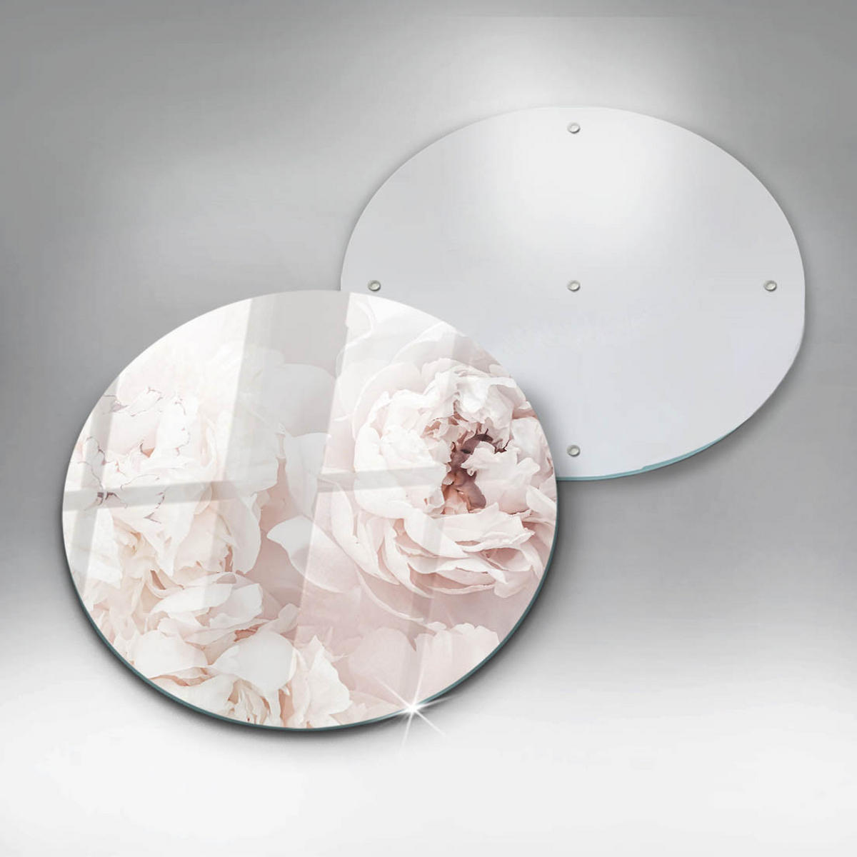 GLASPLATTE Ø 30 cm Pastell Pfingstrosen - Pink, Glas (30/30cm) - Wallfluent