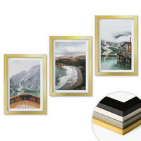 WANDBILDER 3er Set - 20x30 cm Goldrahmen - Berge, See, Boot, Strand, Landschaft - Goldfarben, Kunststoff (20/30cm) - ArtPrintCave