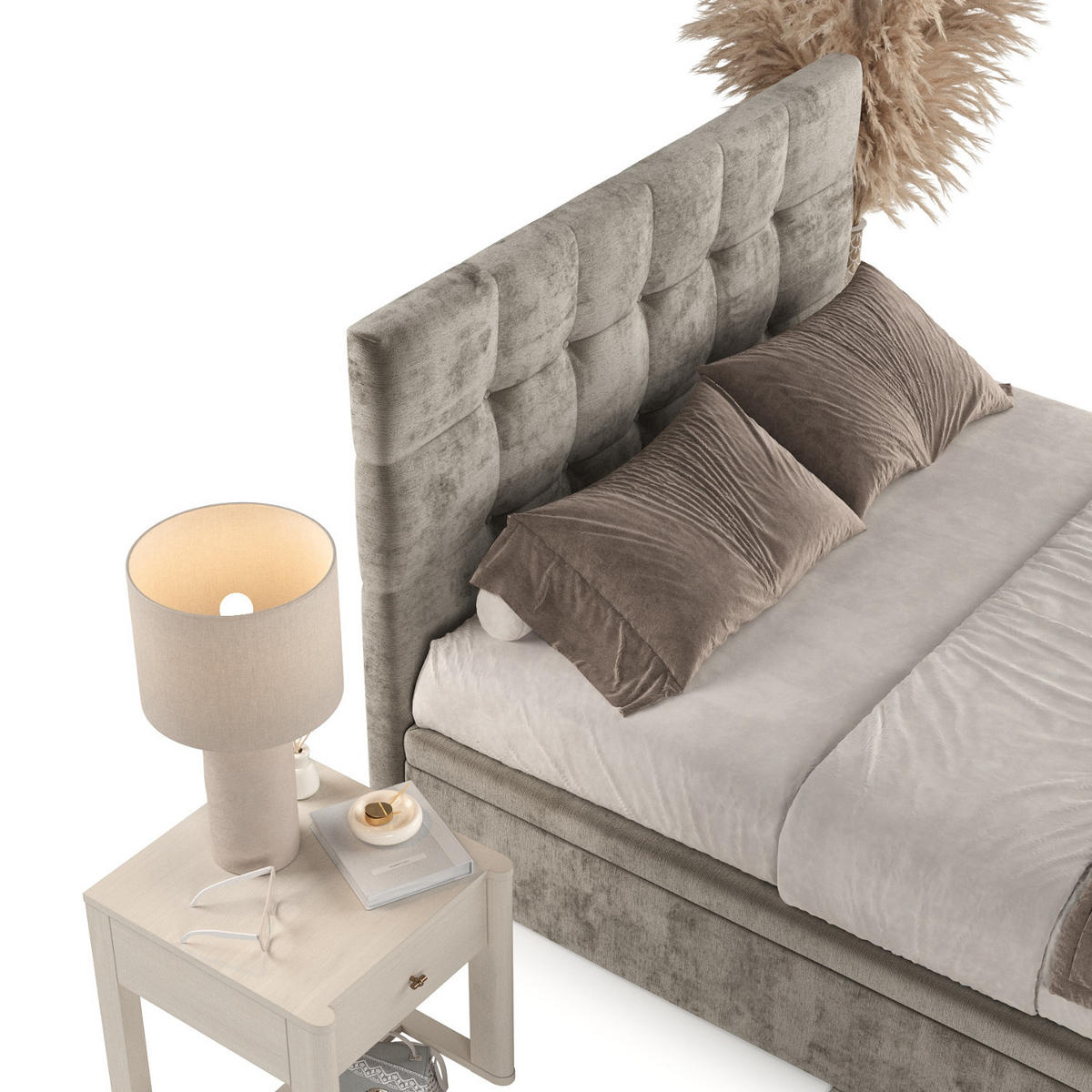 POLSTERBETT Guam mit Stauraum 120/200 cm Beige im Lotta Stoff - Beige/Schwarz, Holz/Holzwerkstoff (120/200cm) - AltaBeds