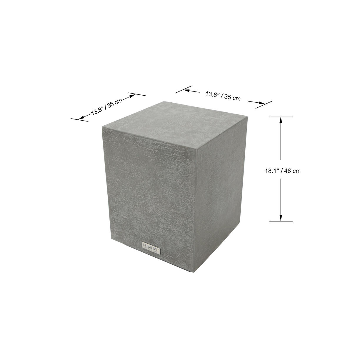 BEISTELLTISCH TEVERE aus GF-Beton, Wetterbeständig, 35x35x46 cm - Grau, Naturmaterialien (35/35/46cm) - Elementi