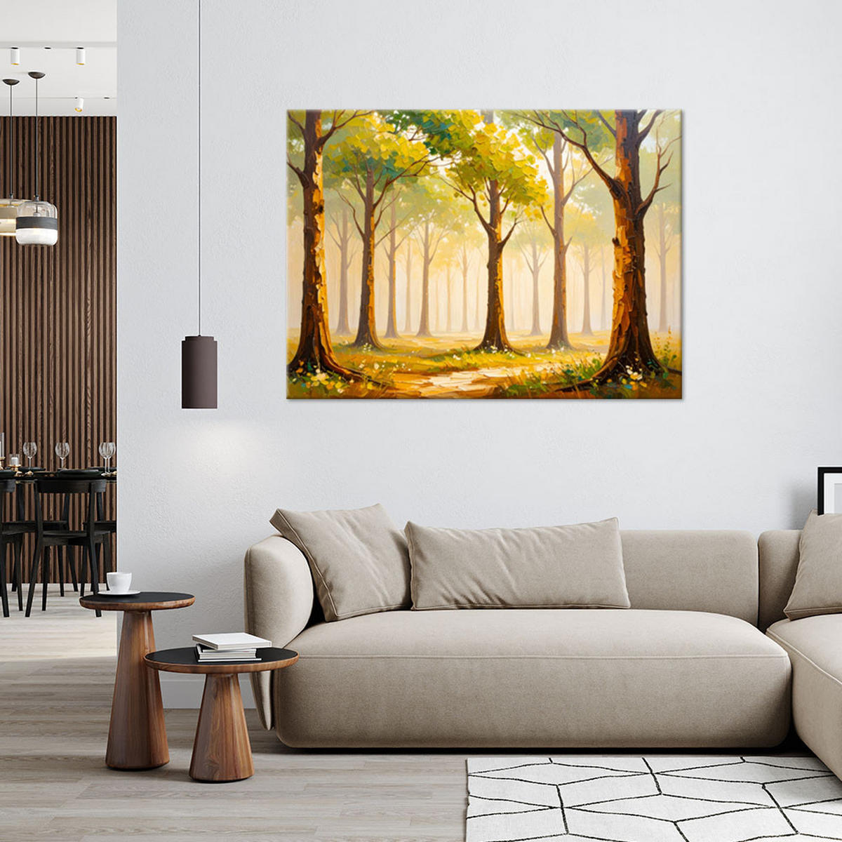 LEINWANDBILD Bäume Landschaft Wald 120x80cm - Grün, Textil (120/80cm) - Feeby