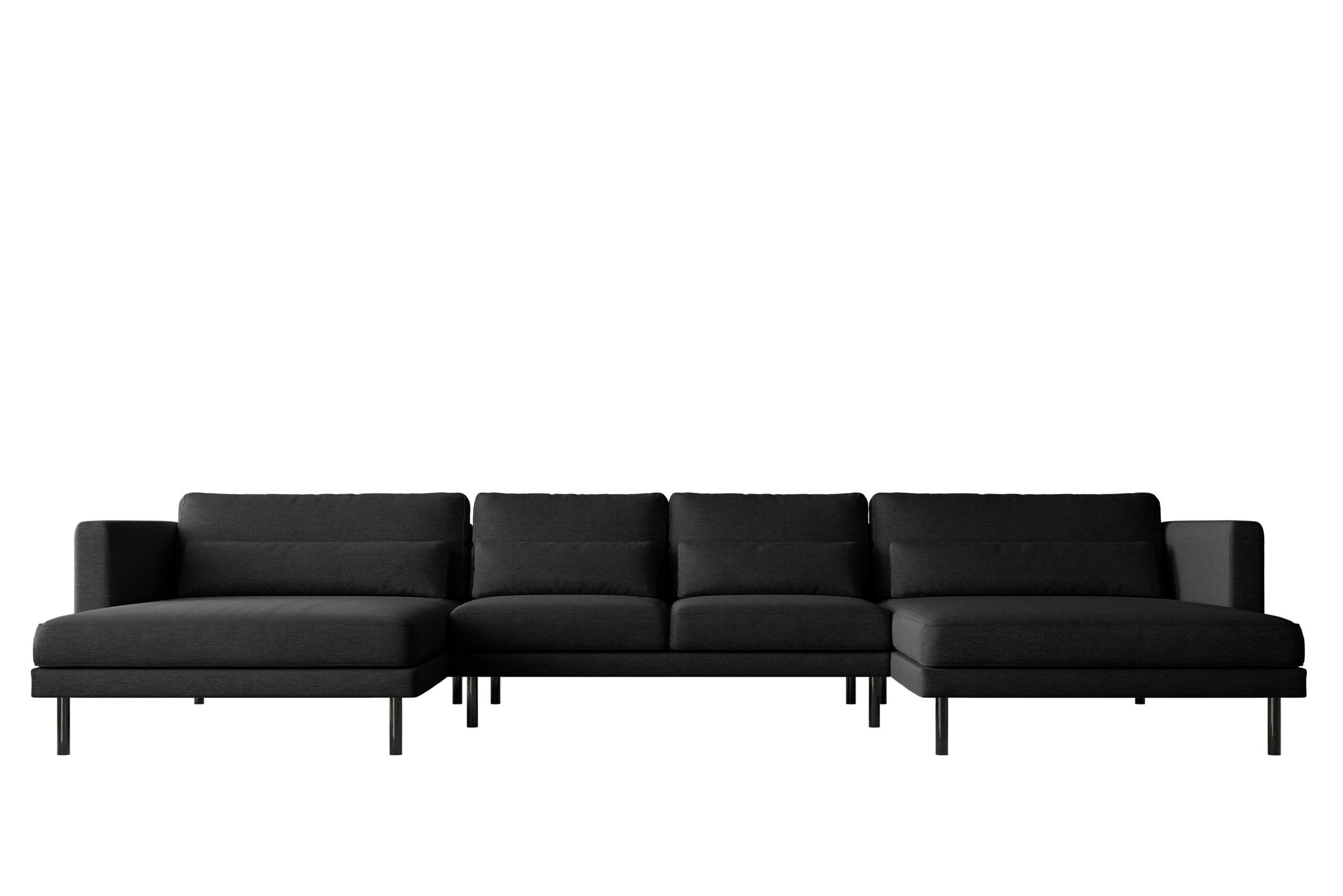 ECKSOFA DANI In U-Form Stilvolles Stoff Verita Schwarz - Schwarz, Holz/Textil (174/391cm) - Kaiser Möbel