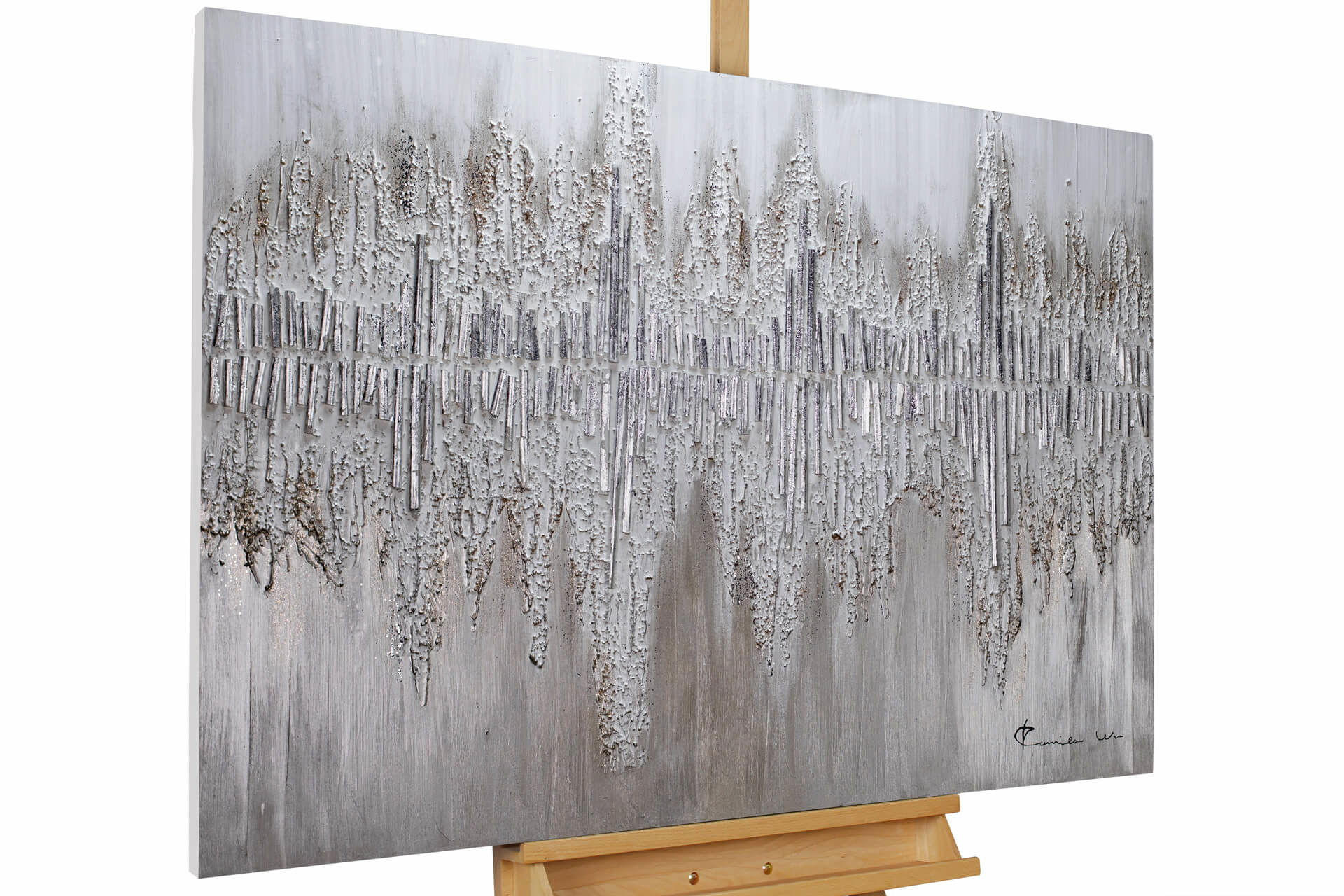 Kunstloft Acrylbild Grau, Silber 90x60 cm