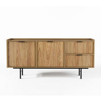 SIDEBOARD Nordiva 2T 2S Hikora Natur 150/68/40 cm – Metallgestell - Schwarz/Naturfarben, Holzwerkstoff/Metall (150/68/40cm) - AX Living