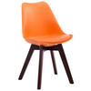 STUHL Lederlook orange - Walnussfarben/Orange, Holz/Textil (48/84/41.5cm) - CLP