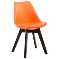 STUHL Lederlook orange - Walnussfarben/Orange, Holz/Textil (48/84/41.5cm) - CLP