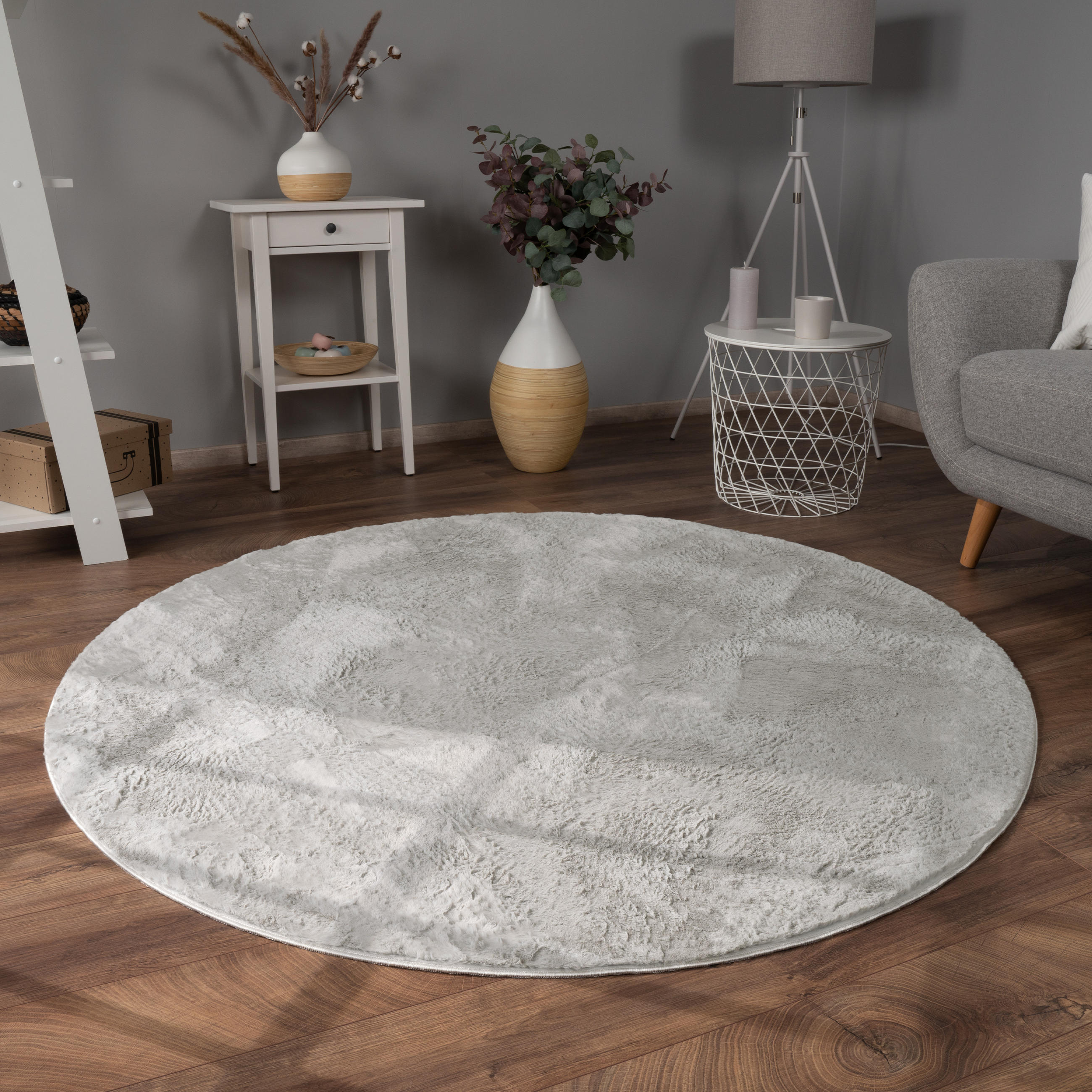 HOCHFLORTEPPICH 120/120 cm Soft 380 - Grau, Textil (120/120cm) - Paco Home