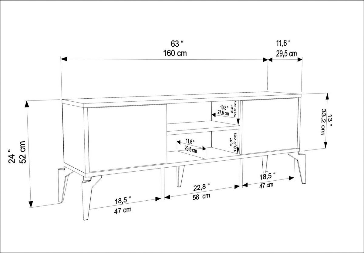 TV-LOWBOARD Lojo - Multicolor, Holzwerkstoff (160/52/29.5cm) - Decorotika