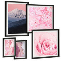 BILDER SET 5er Set - 50x50 cm & 20x30 cm & 40x60 cm Schwarzer Rahmen - Abstraktionen dekorativer Malerei - Schwarz, Kunststoff (40/60cm) - TULUP