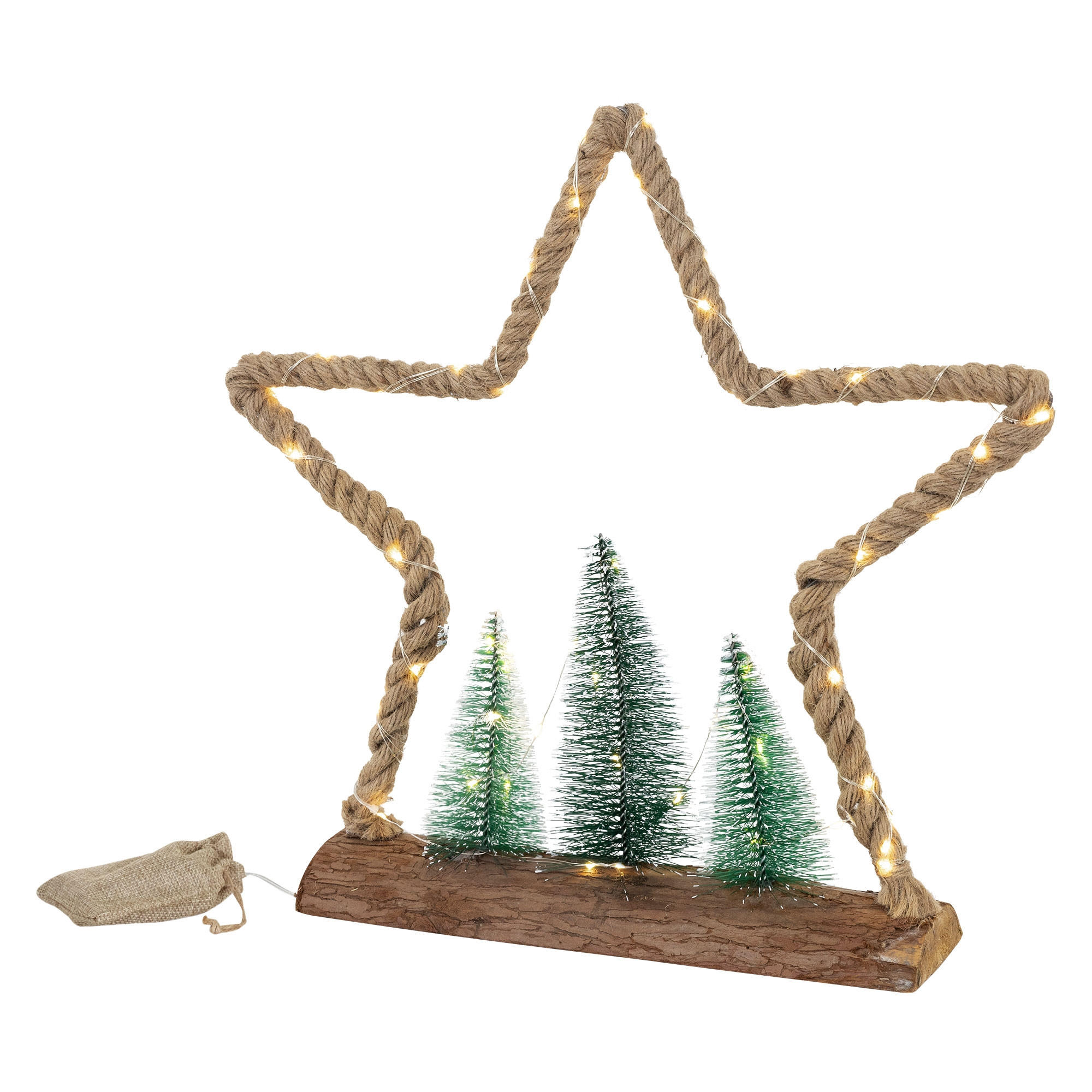 WEIHNACHT JUTE STERN - Braun, Holz (45/45/9.5cm) - ECD-Germany
