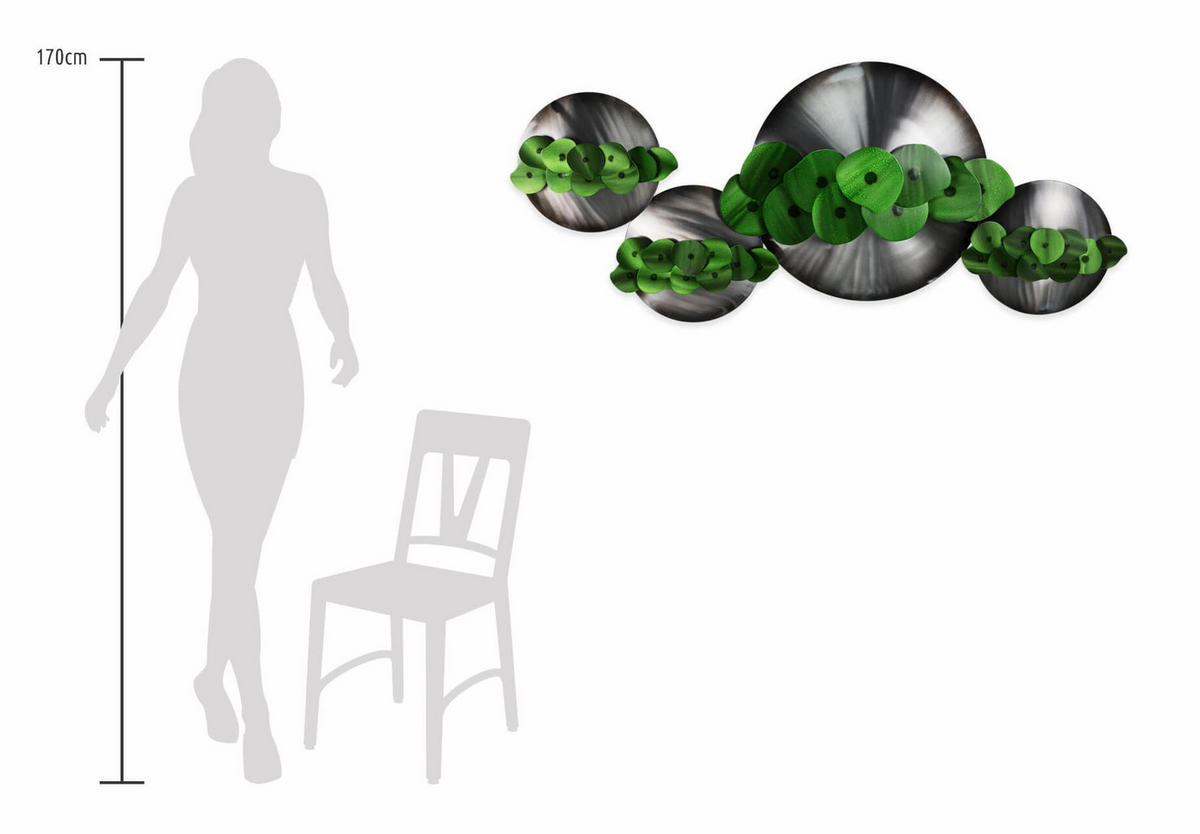 WANDDEKO Grün 142/59 cm - Beige/Grün, Metall (2.2/59/11cm) - KUNSTLOFT