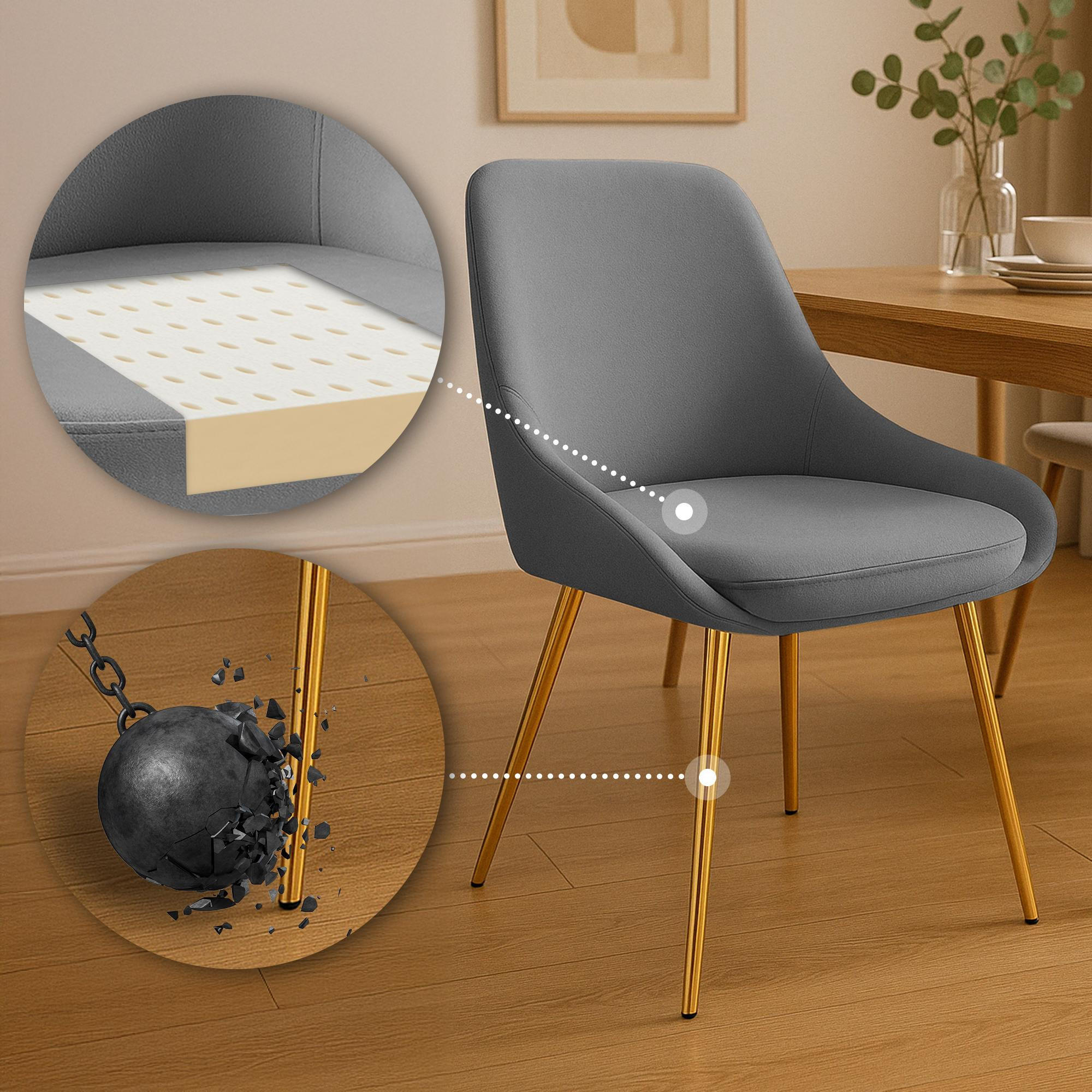 ESSZIMMERSTUHL 2er Set Samt Dunkelgrau - Dunkelgrau/Schwarz, Textil (50/86/53cm) - CLP