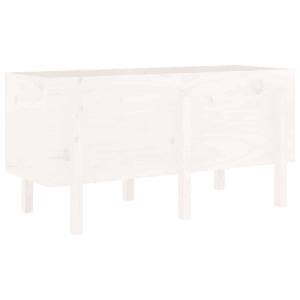 HOCHBEET Weiß 121x50x57 cm Massivholz Kiefer - Weiß, Holz (50/57/121cm) - furnicato