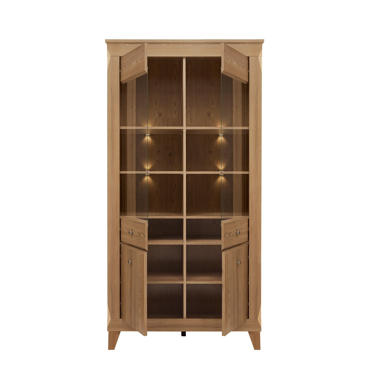 VITRÍNA Raya Dřevo - hnědá, kompozitní dřevo (102/202/47cm) - Petits-meubles