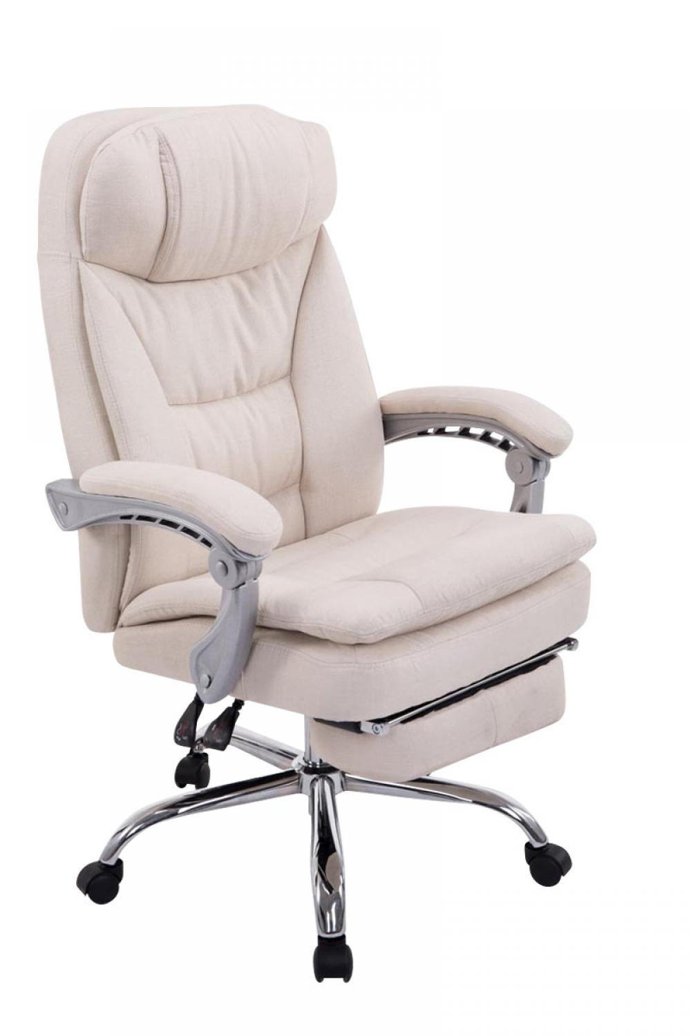 CHEFSESSEL Stoff Creme - Chromfarben/Creme, Textil/Metall (67/112/67cm) - CLP