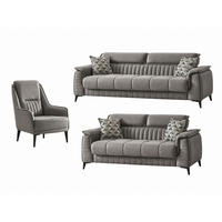 SITZGARNITUR Regina, Grau Stellvariante 3+2+1 - Grau, Holzwerkstoff/Kunststoff (243/85/95cm)