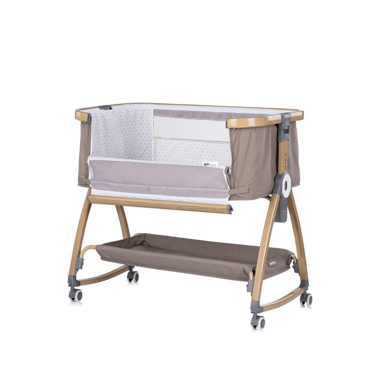 BEISTELLBETT Charisma braun 84 x 49 cm, Wiegenfunktion, höhenverstellbar, Anti-Reflux, Moskitonetz - Braun, Metall (49/84cm) - Chipolino