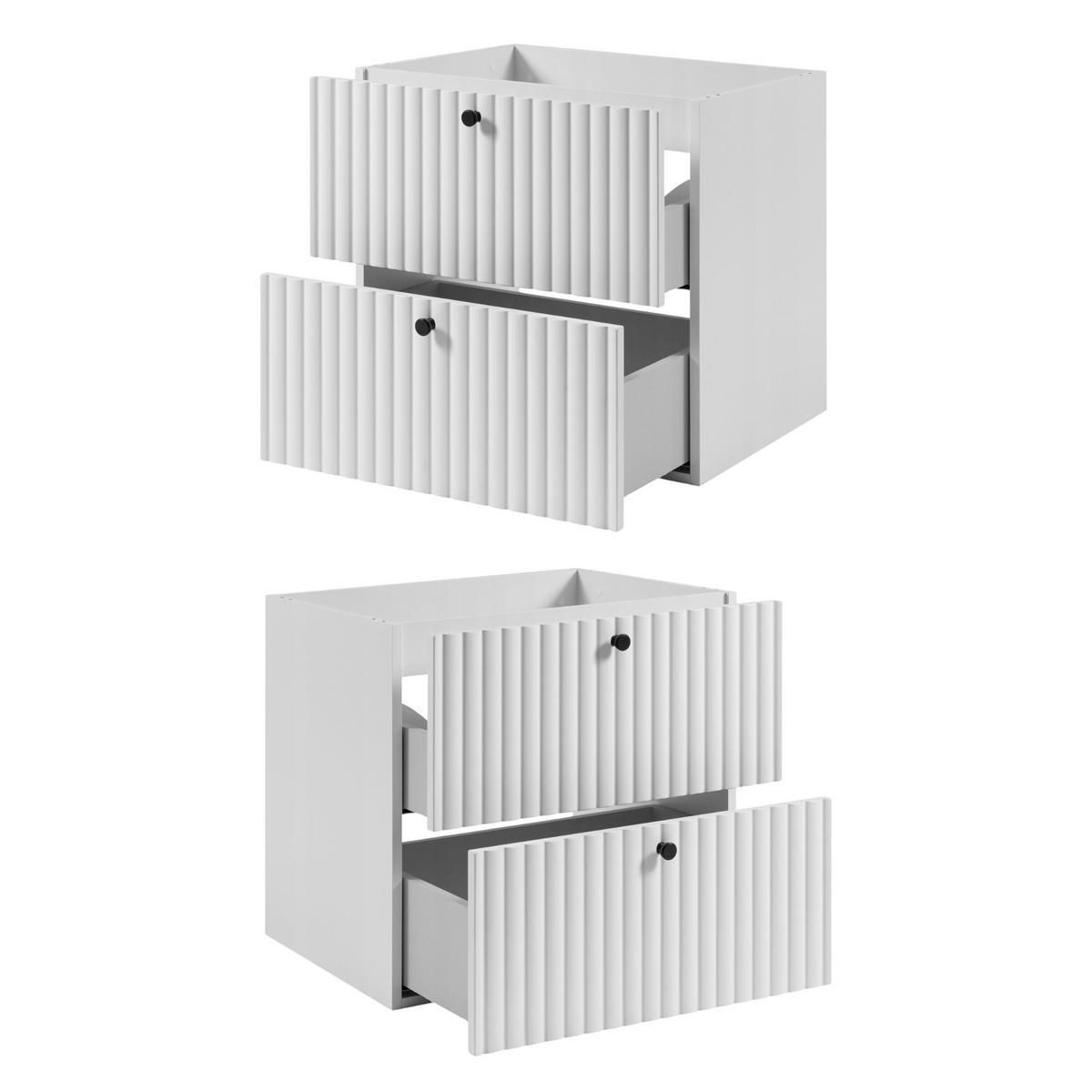 WASCHBECKENUNTERSCHRANK BELLO geriffelt Weiß matt 60/57/46 cm - Weiß, Holzwerkstoff/Metall (60.2/57/46cm) - Rodan