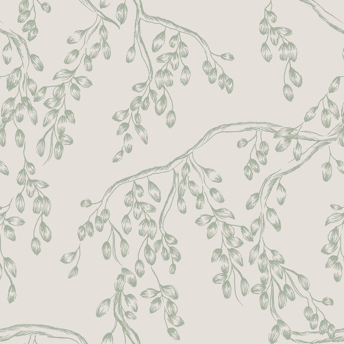 VLIESTAPETE Weidenzweige 1000x52cm - Salbeigrün, Papier/Kunststoff (52/1000cm) - LAURA ASHLEY
