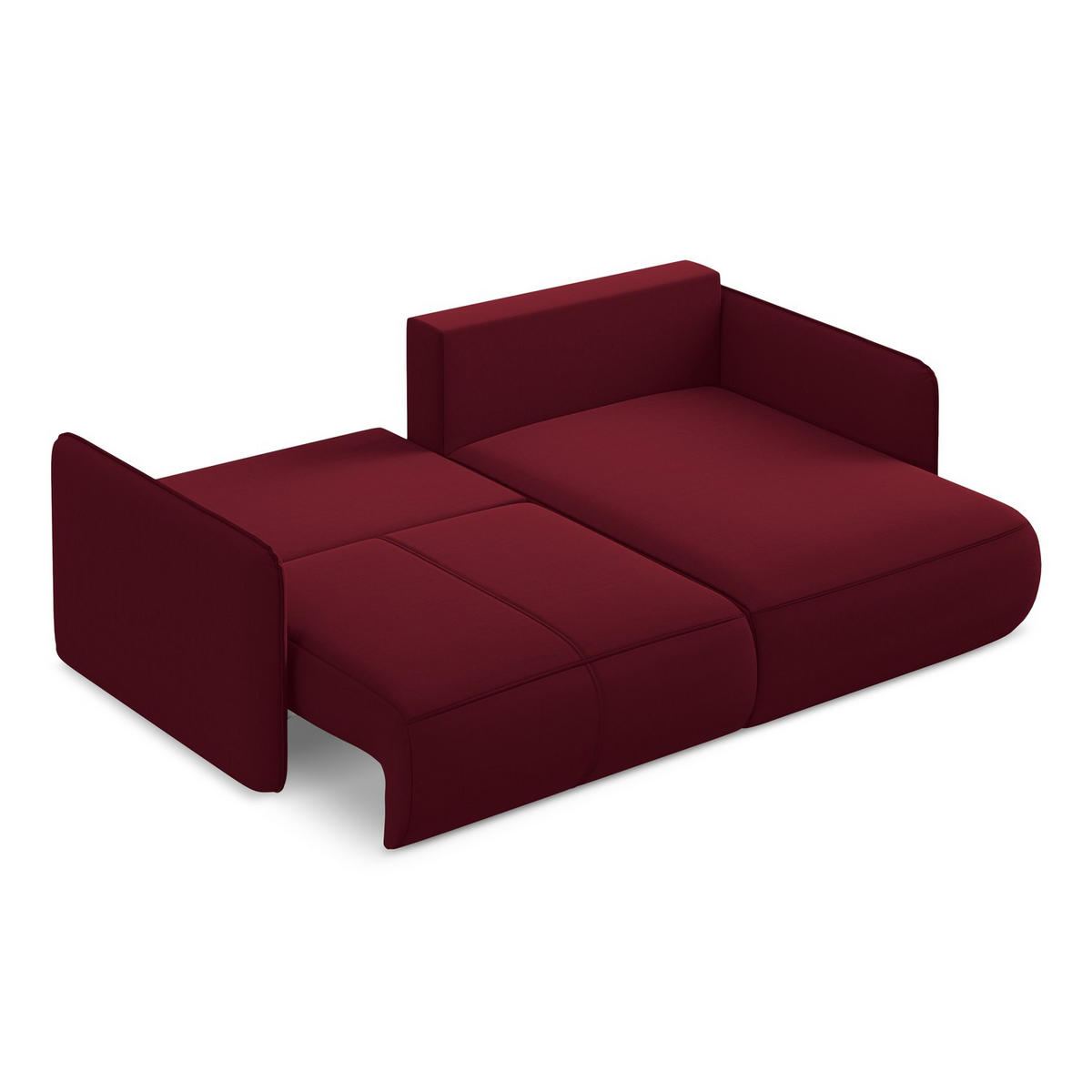 ECKSOFA mit Schlaffunktion Samt Stoff Rot - Bordeaux/Rot, Kunststoff/Textil (207/148cm) - LaMiaSofa