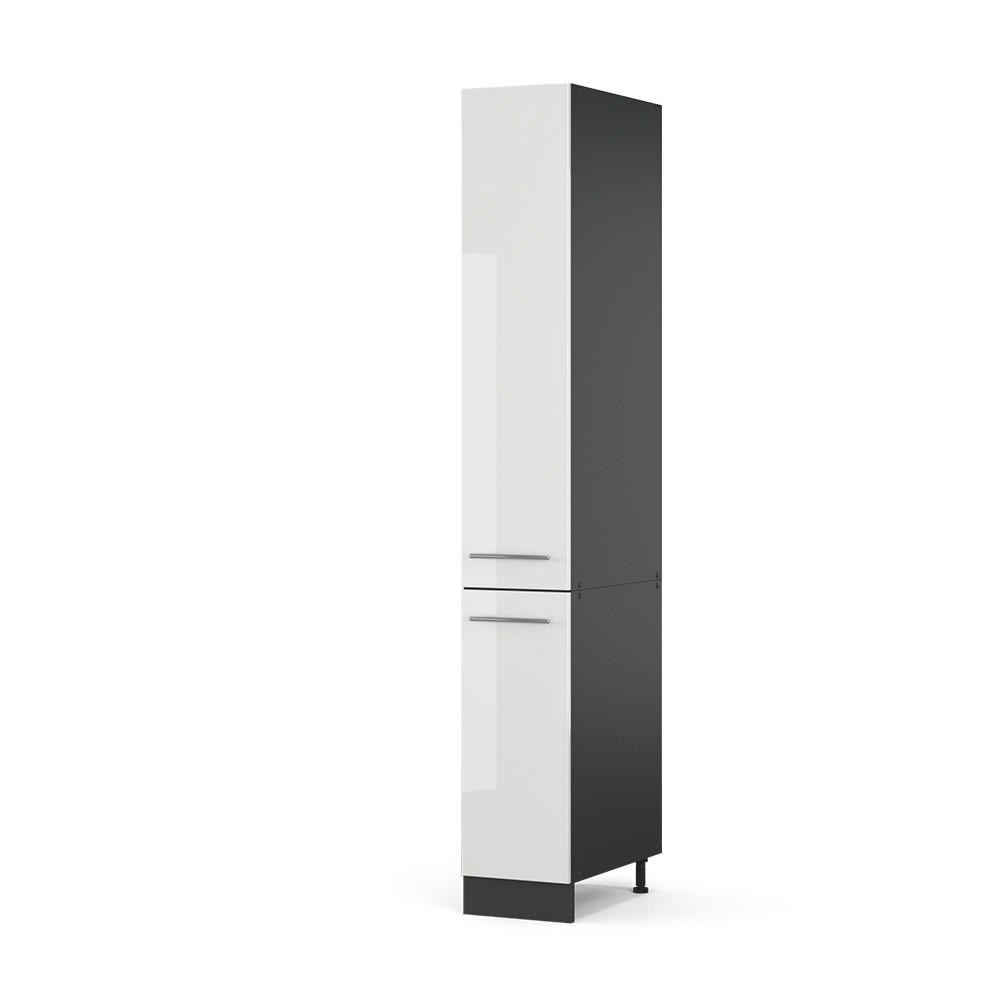 APOTHEKERSCHRANK Fame-Line Weiß Hochglanz 30 cm - Weiß Hochglanz/Anthrazit, Holzwerkstoff (30/207/58cm) - Vicco