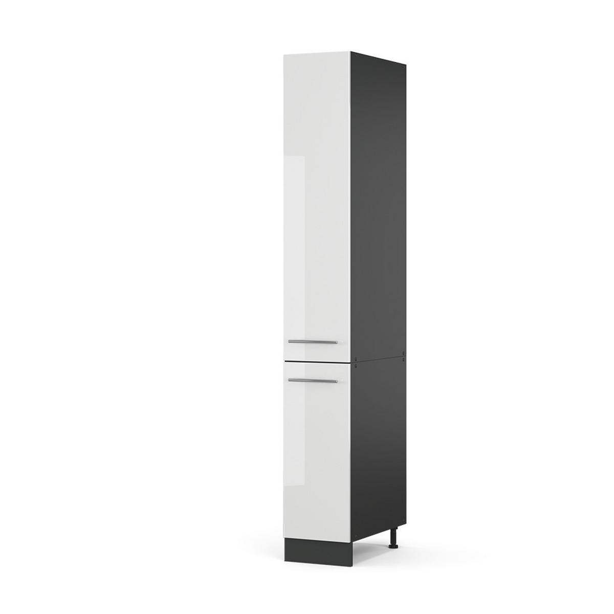 APOTHEKERSCHRANK Fame-Line Weiß Hochglanz 30 cm - Weiß Hochglanz/Anthrazit, Holzwerkstoff (30/207/58cm) - Vicco