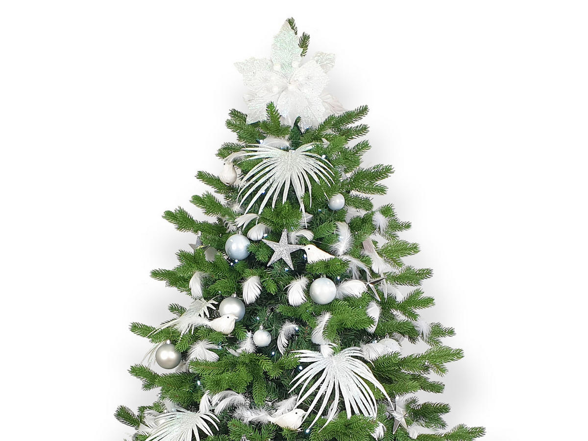 LAALU DEKORATIONEN-SET 2tlg. dekorative Blätter weiß mit Glitter 44 cm - Weiß, Kunststoff (0.01/1/0.01cm) - LAALU