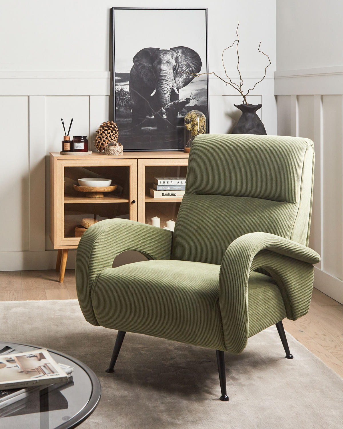 SESSEL Cord Grün Svalov - Grün, Textil (77/93/75cm) - Beliani